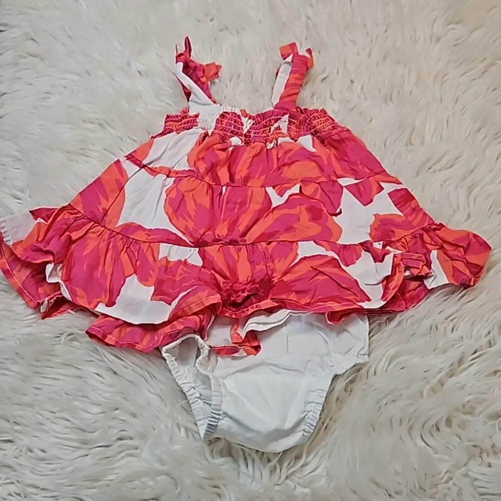 Baby Gap White and Orange Floral Dress
